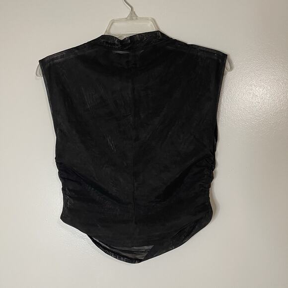REFORMATION Lindy sheer mesh high neck sleeveless cinched black top size Small - Picture 4 of 5